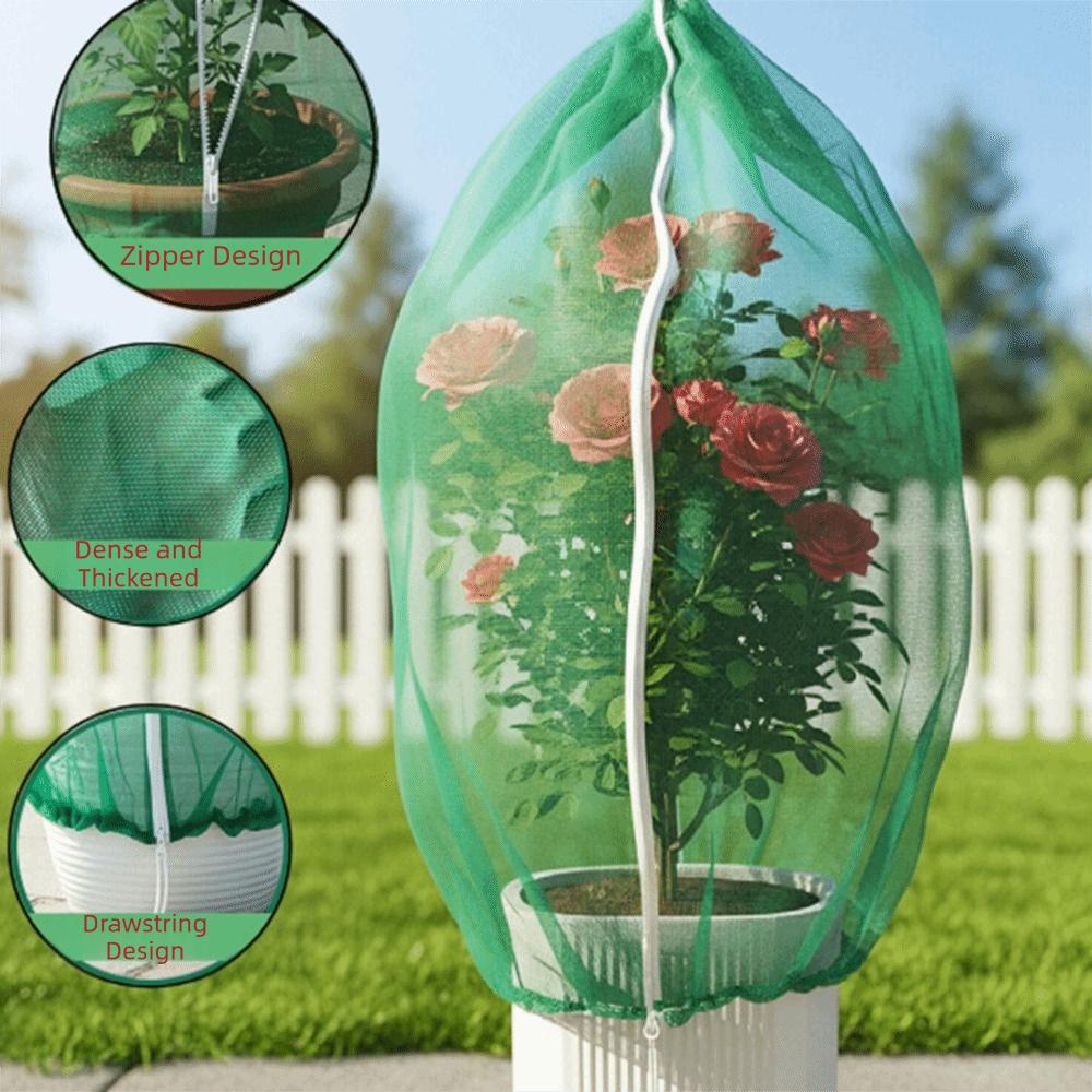 Breathable Mesh Plant Covers Drawstring Transparent Insect Net Barrier Reusable Multipurpose Tomato Cage Protective Net