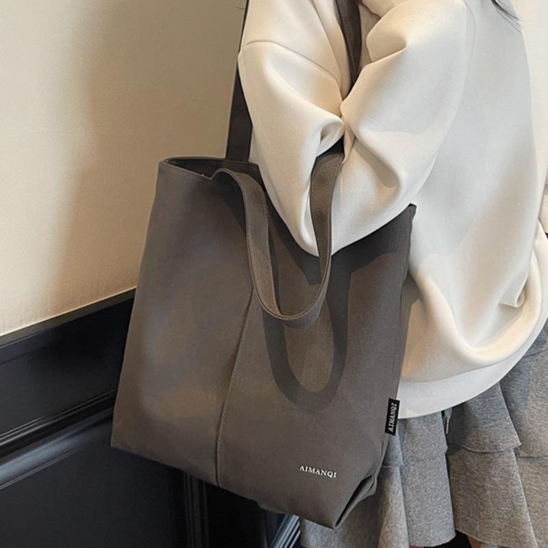 Вместительная, модная и простая одноплечевая тканевая сумка для поездок на учебу для студентов колледжей, сумка-тоут