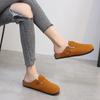 Женские тапочки Классические летние сабо Популярная плоская обувь Замшевые модные закрытые носки Однотонные ретро-тапочки Zapatillas Mujer 35-45