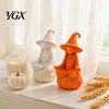 Creative Art Home Accessories 3D Printed Meditating Witch Figurine On Pumpkin Base, Minimalist Indoor Autumn Window Displays Halloween Desktop Statue,