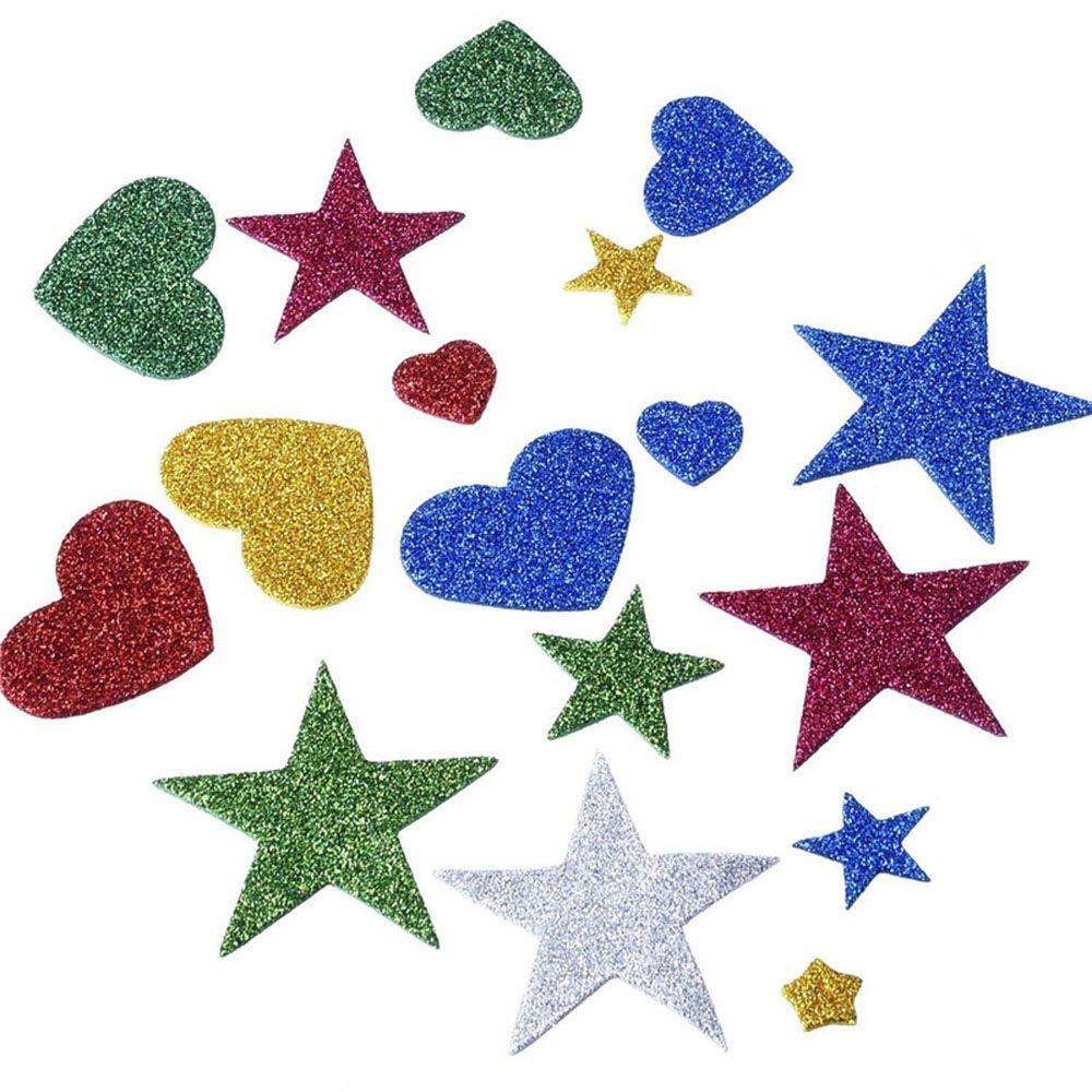 Mixed Size Color Star Heart Shapes Foam Glitter Party Stickers Wedding Decoration