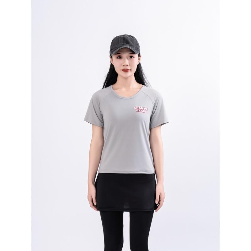 Спортивная футболка с коротким рукавом, быстросохнущая, с круглым вырезом, свободная, дышащая, приталенная и прохладная. Новая футболка с защитой от солнца для женщин на весну и лето