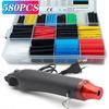 580/328/127PCS Heat Shrink Tubing Kit 2:1 Shrinkable Wire Shrinking Wrap Tubing Wire Connect Cover Protection with Hot Air Gun