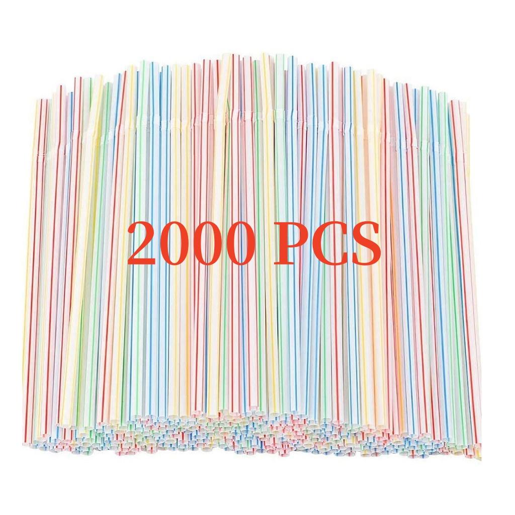 100-3000PCS Colorful Drinking Kunststof Straw Milk Tea Bar Party Rietjes Drinking Wedding Kitchen Beverage Straws Wholesale