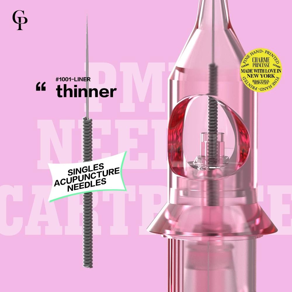 10 шт. розовый тоньше одиночные иглы тату-картридж для перманентного макияжа 0,25 мм/0,30 мм Bugpin Beauty Tools