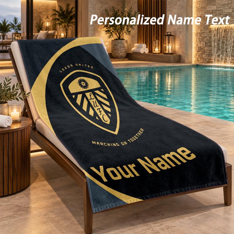 Custom Text Leeds United Print Beach Towel Large Towel For Home Bathroom Beach