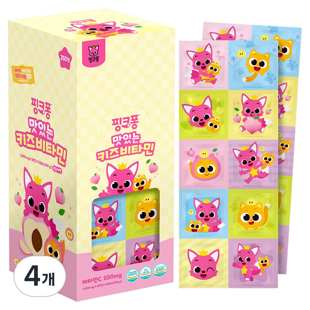 Atex Pinkfong Вкусные детские витамины 250 таблеток, 4 шт.