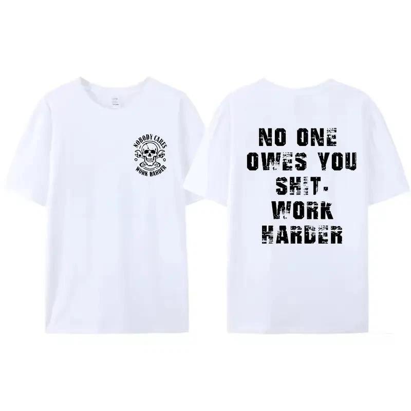 Work Harder Skull Grinder Graphic Tee Fathers Day Mens Streetwear Soft Top
