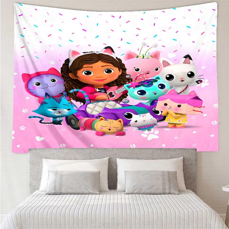 Gabby's Dollhouse2 Tapestry for Bedroom Aesthetic Classroom Tapestries Wall Hanging for Living Room Dorm Office,Ideal Creative Gift