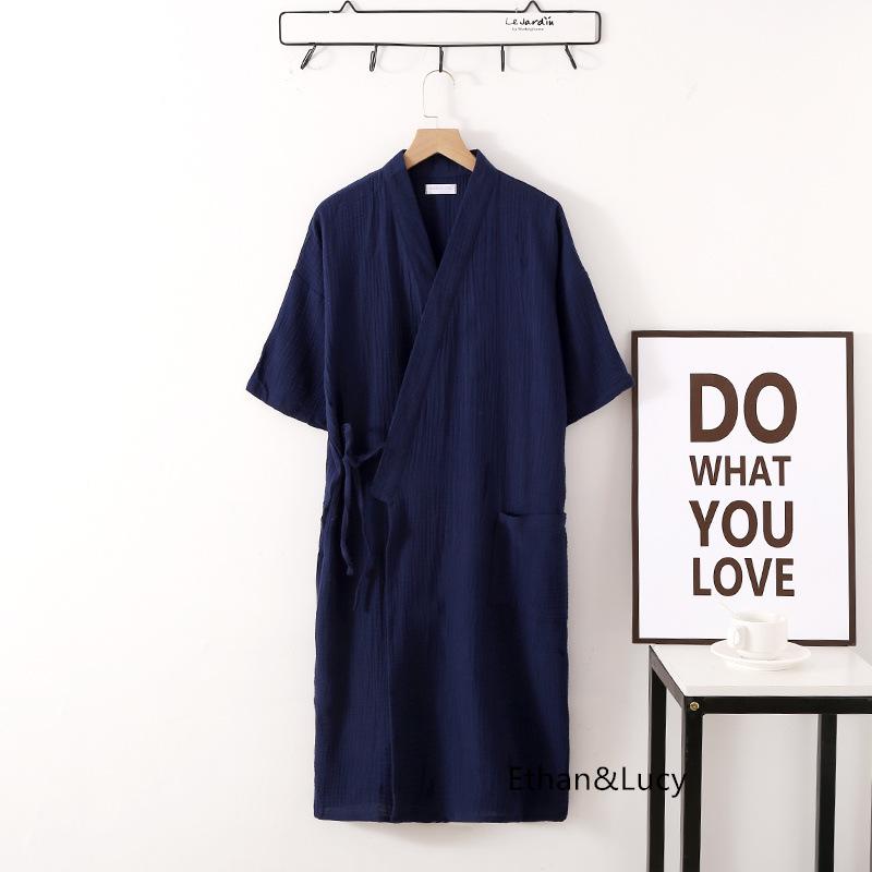 Летний унисекс-халаты из марлевого крепа с короткими рукавами и ночная рубашка - удобная одежда для дома и улицы