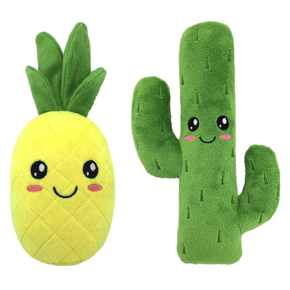 High Quality Interactive Green Cactus Pet Chew Toy Plush Dog Toy in Cartoon Green Cactus Shape Woodfield