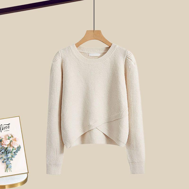 Весенний костюм женский 2 новых большого размера носить темперамент вязаный свитер юбка Маillard носить полный комплект