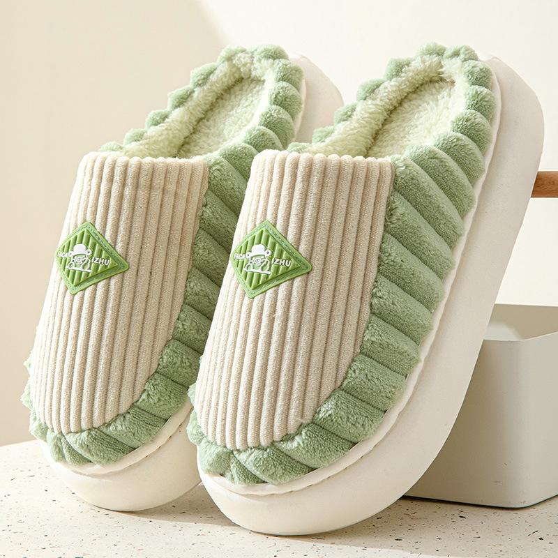 Хлопковые тапочки женские осенне-зимние домашние комнатные с толстой подошвой, плюшевые, теплые, с мягкой подошвой, нескользящие хлопковые туфли