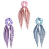 Women Hair Ring with Ribbon Sweet Style Pleated Scrunchies for Girls Elegant Elastic Hair Rubber Bands Girls Hair Tie Headdress