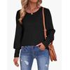 T-shirt Women's Autumn and Winter Puff Sleeve Round Neck Loose Casual Shirt