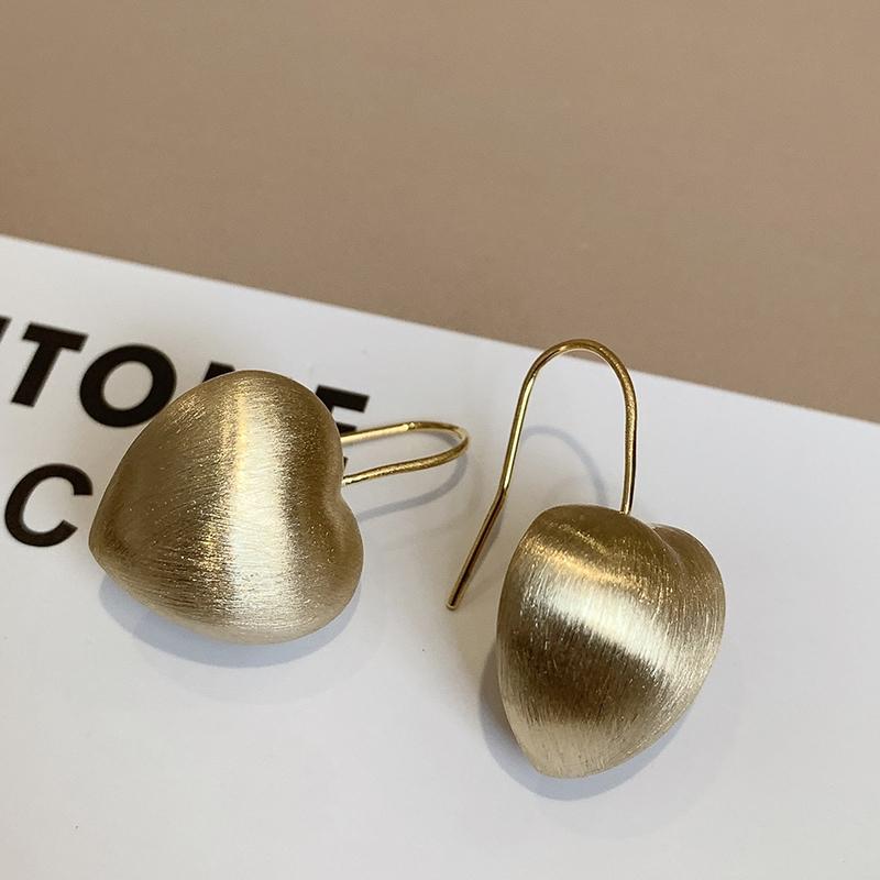 ANENJERY Серьги в форме сердца из матового золота для женщин и девочек, универсальные, изысканные, сладкие, темпераментные, вечерние, ювелирные изделия, подарки