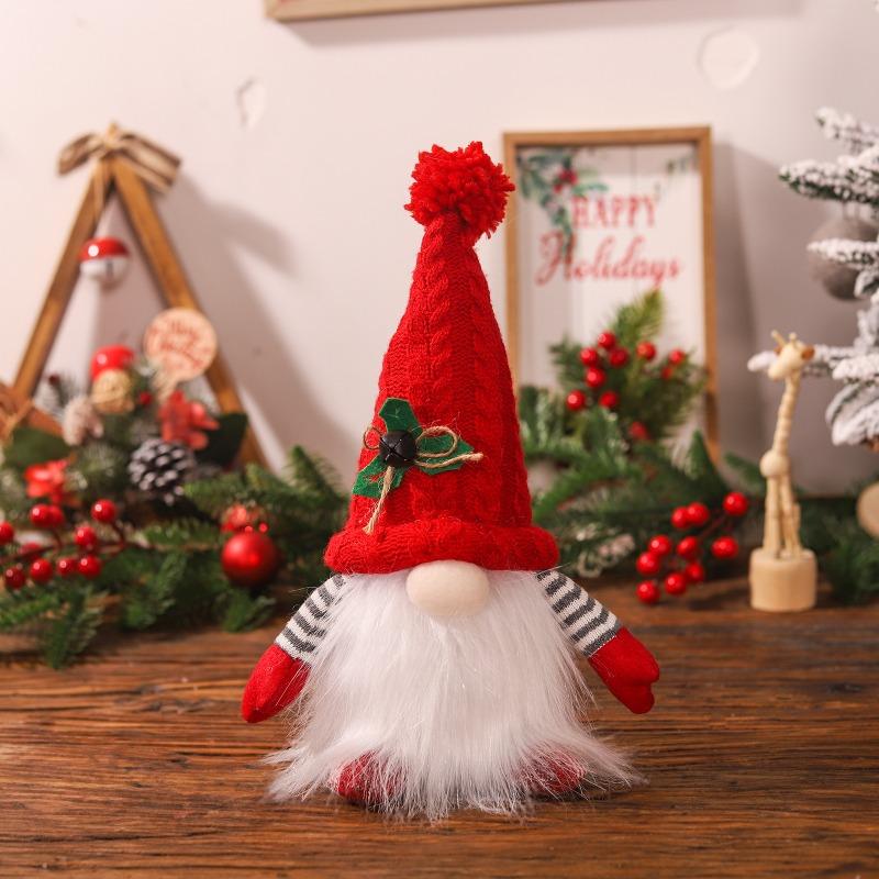Christmas decorations luminous knitted hat long legs forest man ornament creative Christmas doll ornament