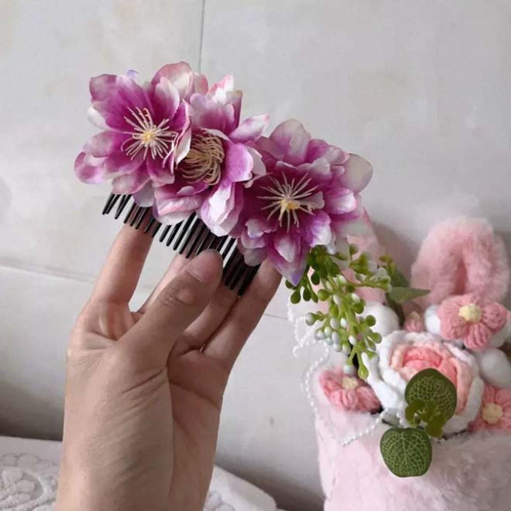 Headwear Bohemian Flowers Hairpin Sweet Chignon Hair Clips Handmade Floral Hair Comb  Party