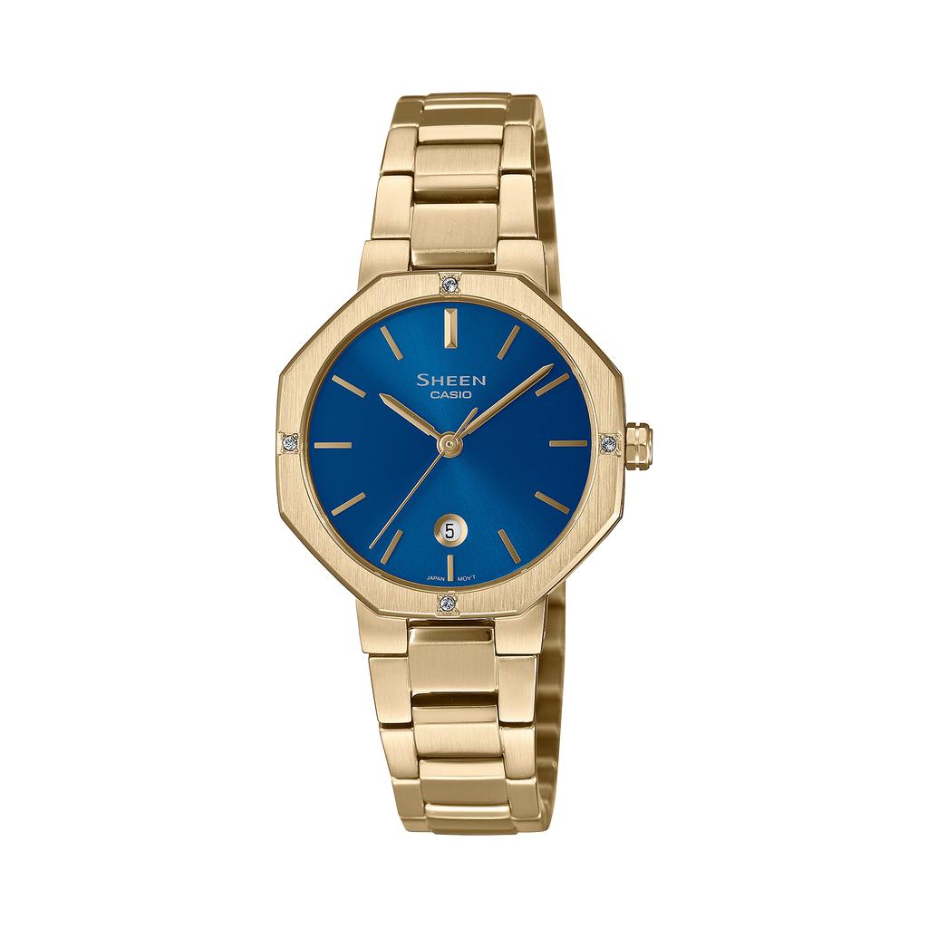 Casio Женские аналоговые кварцевые часы Sheen из нержавеющей стали с водозащитой 50 м SHE-4543G-2A