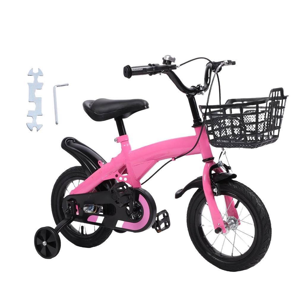 Детский велосипед 12 дюймов розового цвета, регулируемая высота сиденья и руля, тренировочный велосипед для детей 3-10 лет для улицы