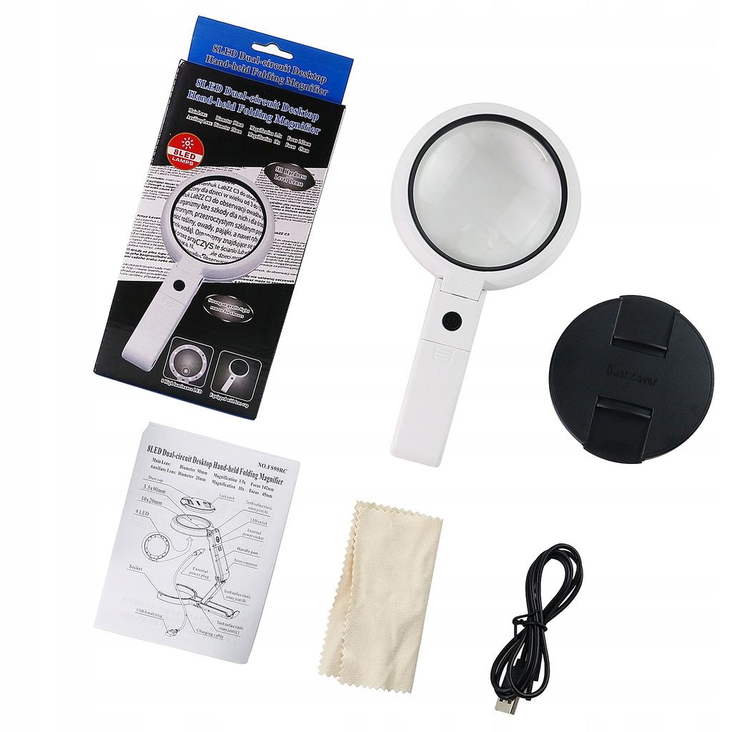 Magnifying Glass 8X Led Stand Usb Powered/Batteries 11X Lamp