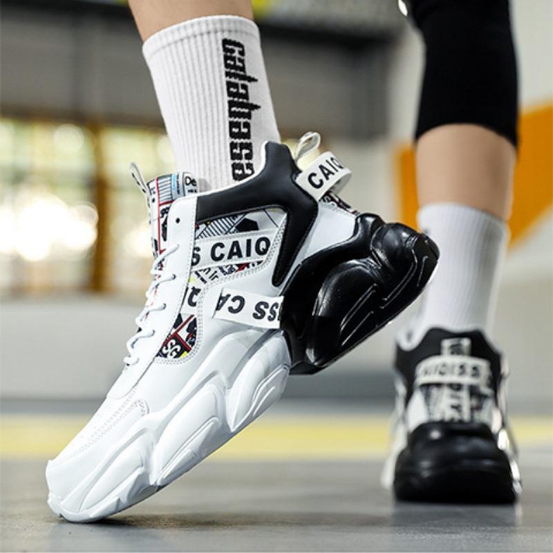 Модная мужская обувь 2024 года, зимние новые студенческие баскетбольные кроссовки, повседневные высокие толстые подошвы, удобные нескользящие теплые хлопковые туфли