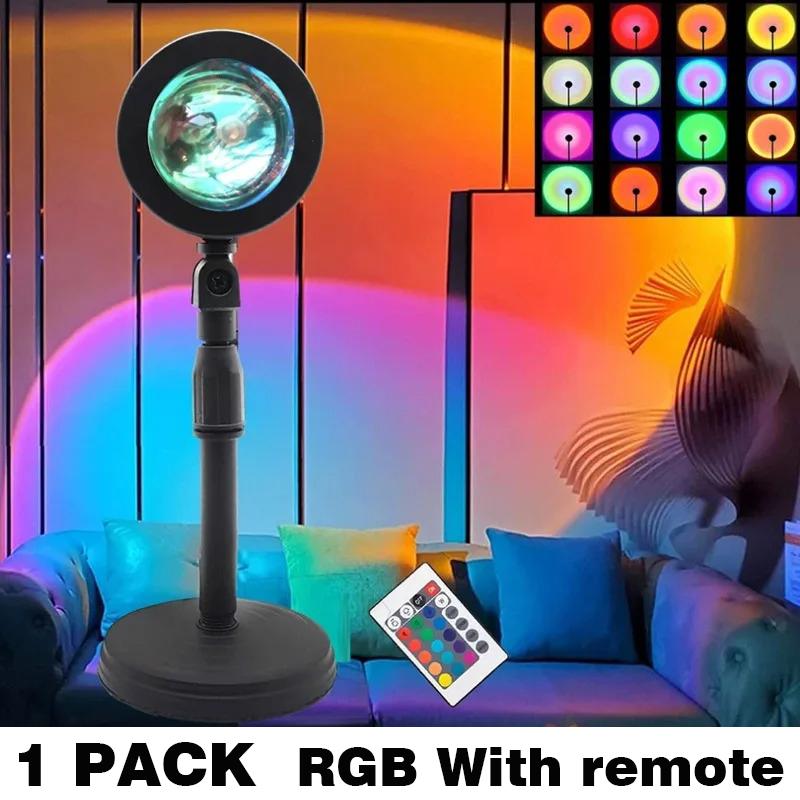 RGB-лампа заката, ambient-освещение для фотосъемки, ночник, светодиодная лампа настроения с регулируемой яркостью, декоративная лампочка с меняющимися цветами, для гостиной, спальни