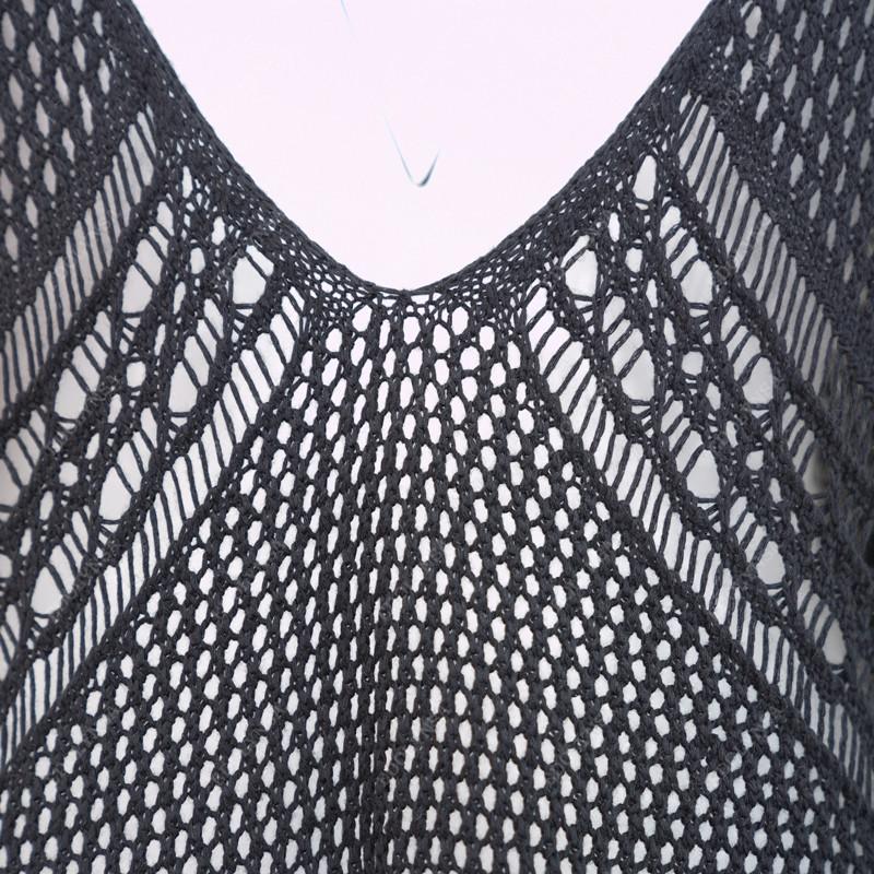 EDOLYNSA Cover-ups Sexy Strap Open Back Knitted Summer Beach Mesh Dress Crochet Tunic Women Beachwear Swimsuit Cover Up Sarongs Q902