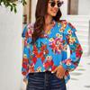 Рубашка с длинным рукавом, женская весна-лето, свободный топ с отворотом и принтом