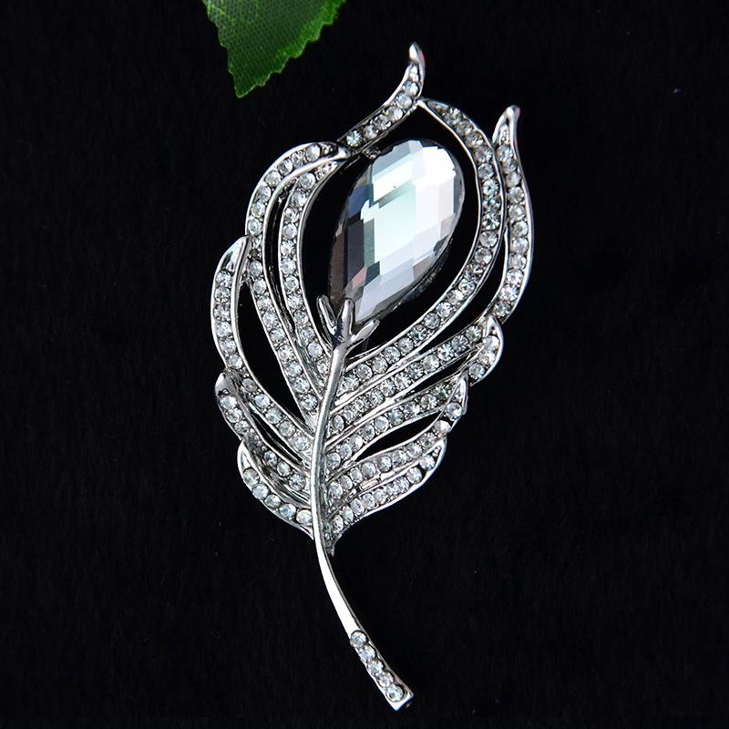 Diamond Peacock Feather Brooch Women'S High-End Crystal Fashion Clothing Accessories Brooch Pin, Alloy Brooch