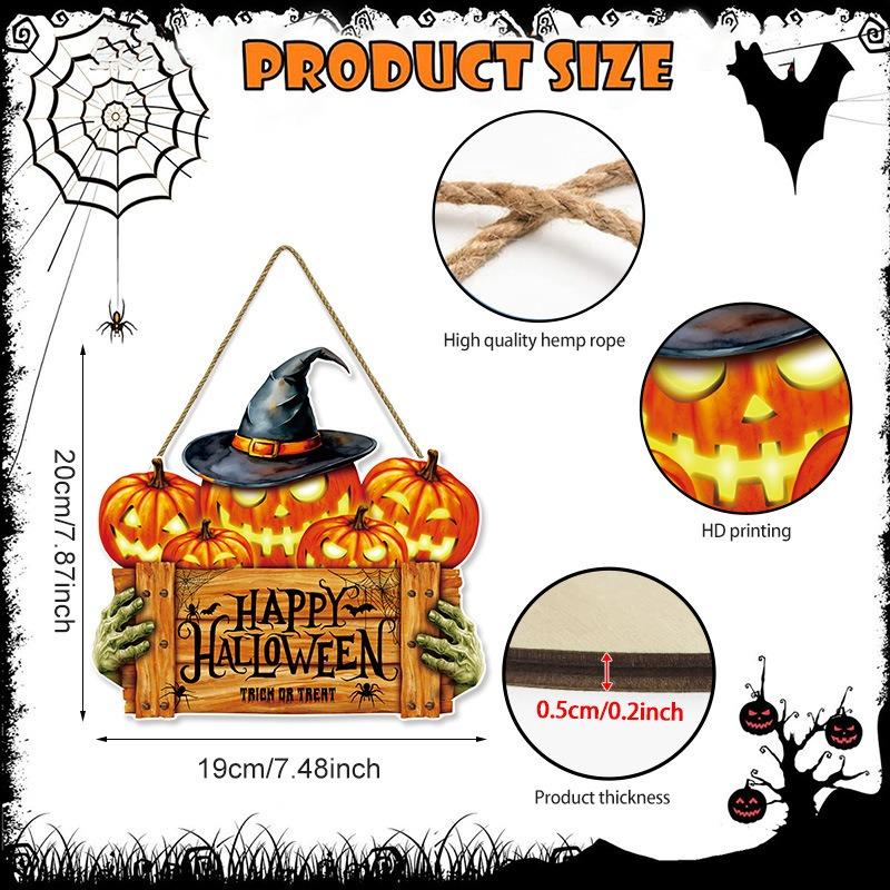 Новый праздничный логотип для вечеринки на Хэллоуин, номер дома, тыква, настенное украшение, деревянная табличка, креативная декоративная вывеска