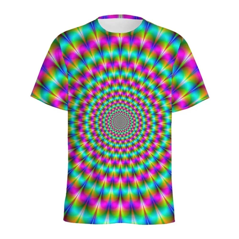 Summer Spiral Dizzy Pattern T Shirt For Men Casual Round Neck Short Sleeve Tee Tops 3d Printed Optical Illusion T Shirts Tops