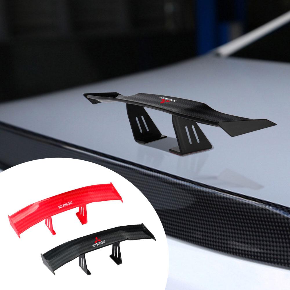 cykzsh1 Carbon Fiber Look 3D Car Mini Tail Wing Auto Rear Spoiler Sticker For Mitsubishi Ralliart Lancer L200 Outlander Pajero ASX Cross