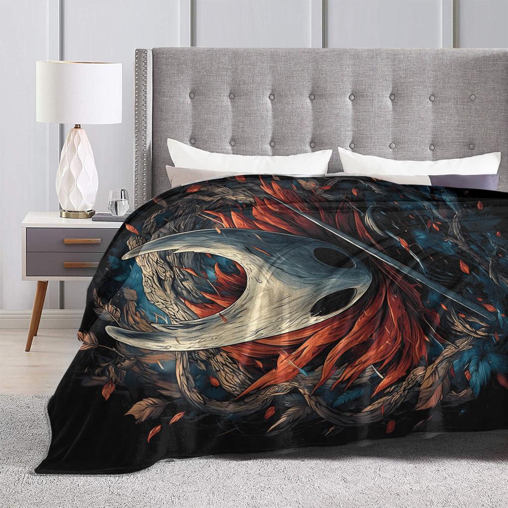 Soft BlanketChildren Camping Hollowed Knights Game Silksong Throw Blanket Flannel Bedspread For Sofa Bed Cover