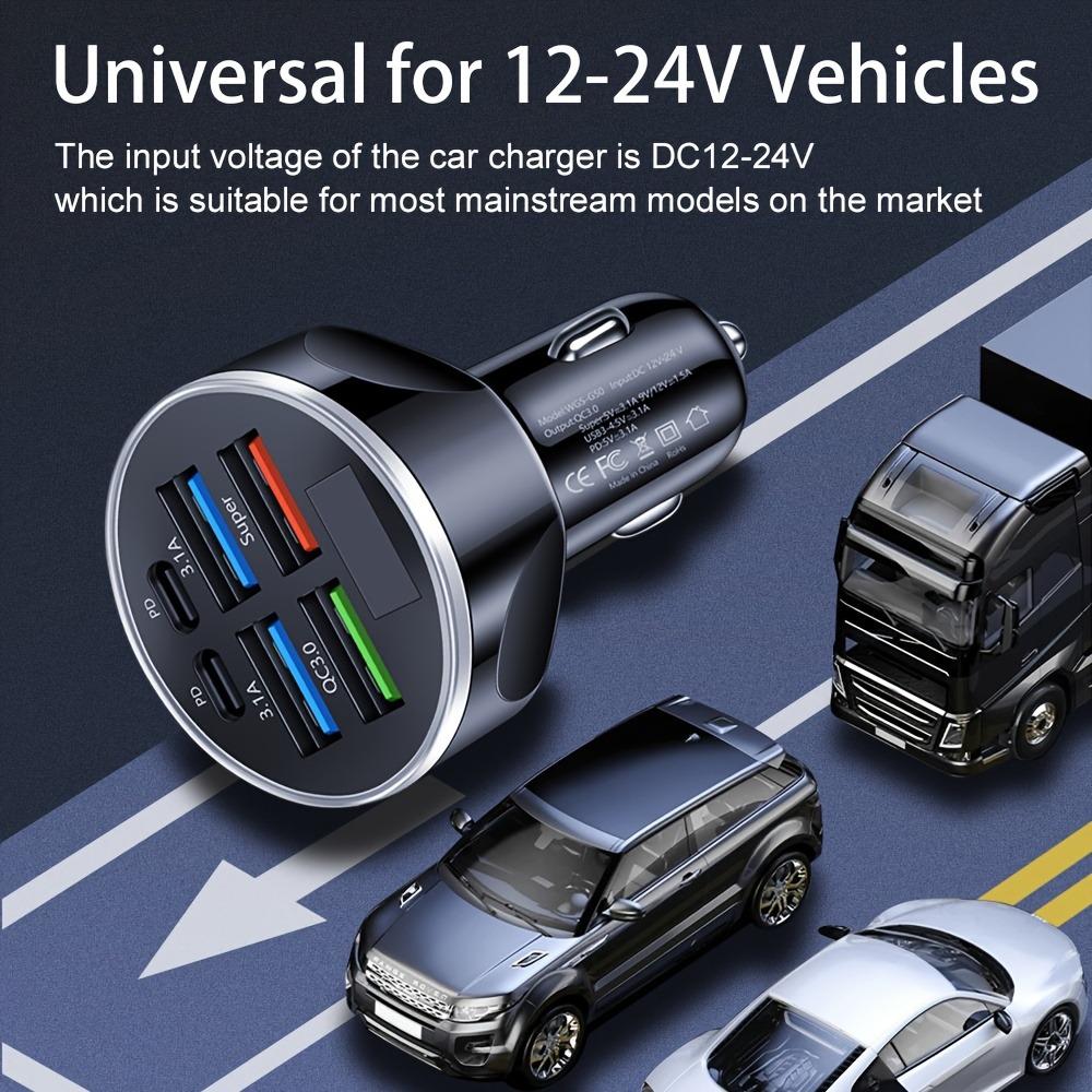 66 Вт 6 портов автомобильное зарядное устройство быстрая зарядка PD QC 3.0 USB C автомобильное зарядное устройство для телефона адаптер типа C в машину для iPhone Samsung Huawei Xiaomi