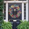 Artificial Butterfly Wreath Outdoor Decorative Welcome Wreath for Front Door Wall Window Spring