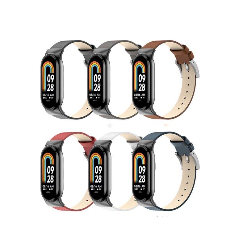 Браслет для Xiaomi Band 8, кожаный ремешок для Miband 8, аксессуары для умных браслетов