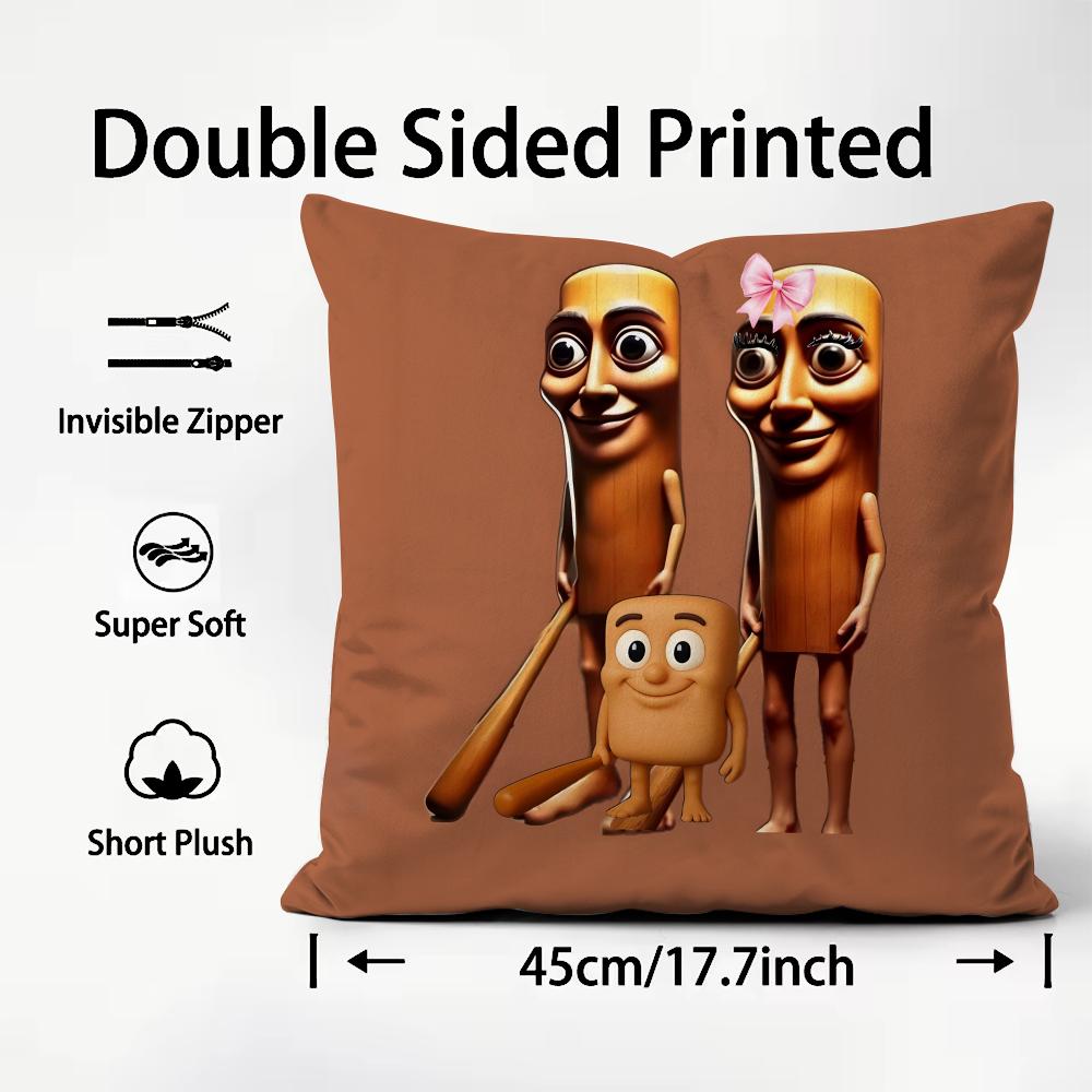 Tung Sahur Tralalero Tralala Cushion Cover Plush Fabric Soft DoubleSided Printed Sofa Warm Winter Home Child Gift Pillow Case