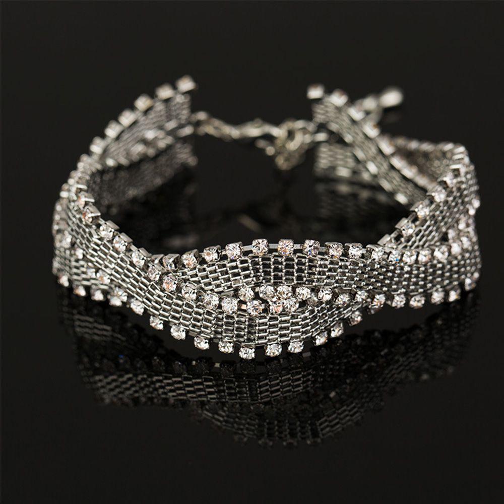 Rhinestone Bangles Wedding Shiny Woman Jewelry Wedding Bracelets Rhinestone Bracelets Bracelets AVE