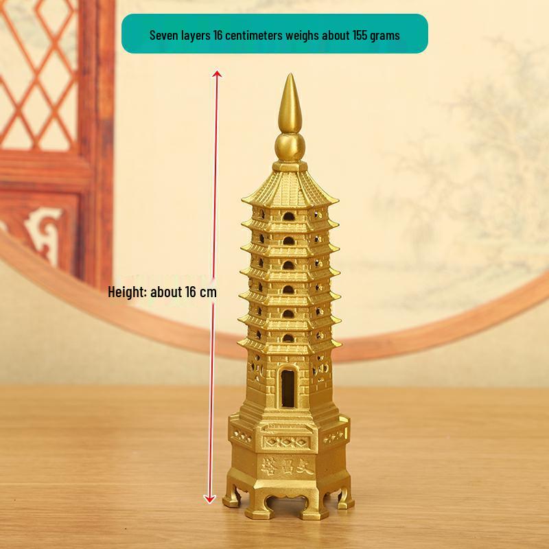 Медное украшение Пагода Вэньчан: Большой, 7-13-слойный китайский буддийский декор для дома и храма