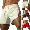 Men Fitness Shorts with Side Zipper Quick Drying Breathable Gym Workout Short Pants Elastic Waist Drawstring Athletic Running Sports Shorts