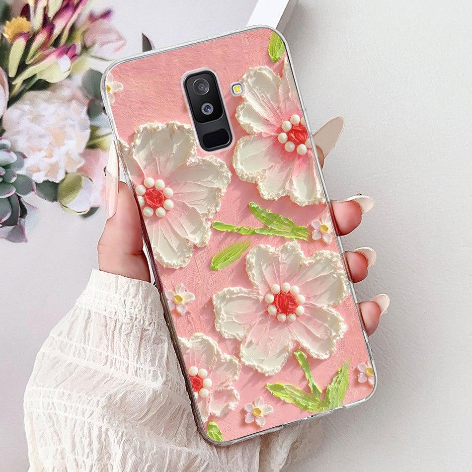 Чехол для телефона Samsung Galaxy A6 Plus 2018 На Samsung A6+ (2018) A6 A600F A605G Элегантные Цветочные Кошачьи Мягкие Силиконовые Прозрачные TPU Чехлы