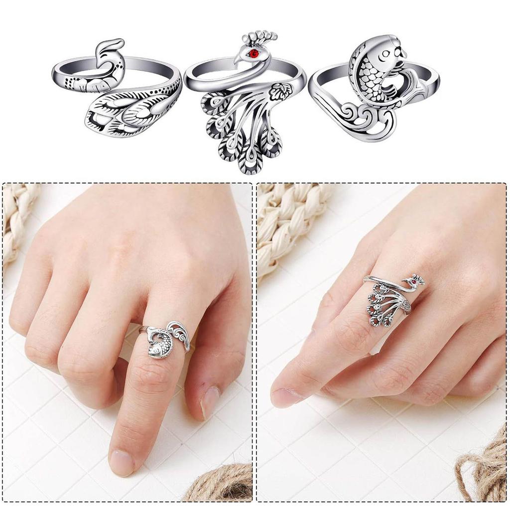 Adjustable Knitting Loop Crochet Loop Rings with Stiching Marker Open Finger Holder Rings for Faster Knitting Yarn Guide