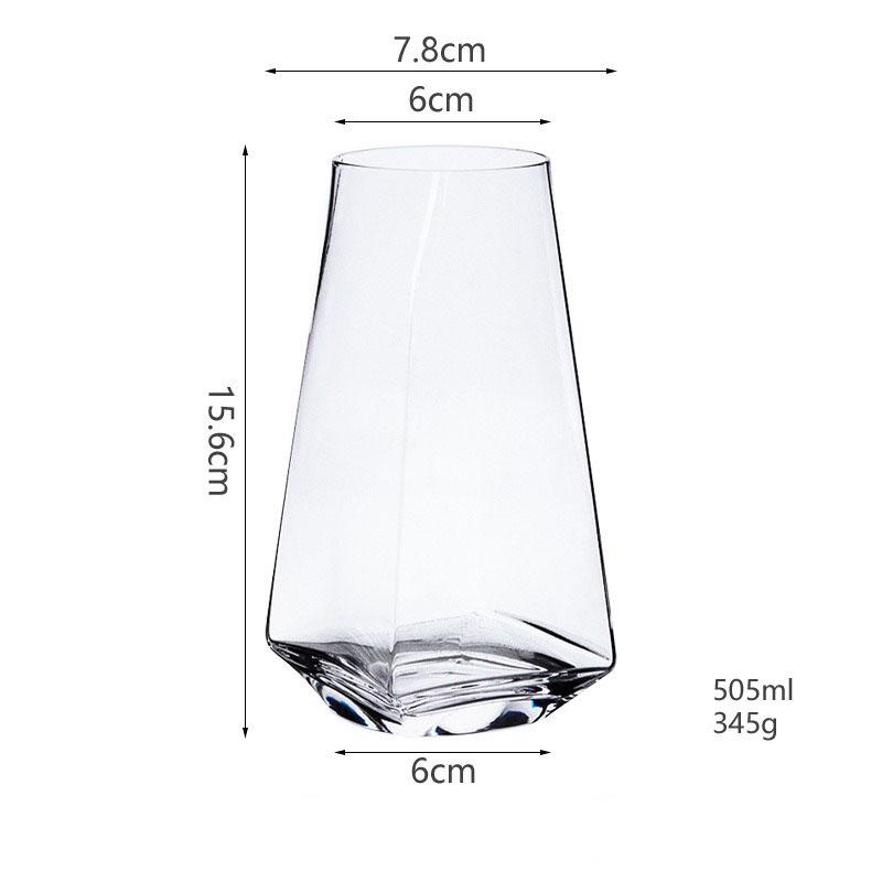1 шт., 505 мл, акриловый стакан, многоразовая стеклянная посуда, стеклянная чашка ромбовидной формы, взрывозащищенная чашка из боросиликатного стекла, посуда для напитков