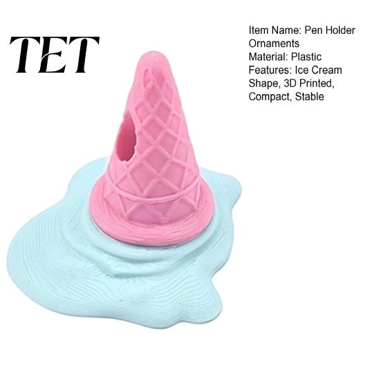 Personalized Office Supplies 3D Printed Melting Ice Cream Pen Holder, Novelty Cone Desk Desktop Accessories Stand, Funny Organizer, Decorative