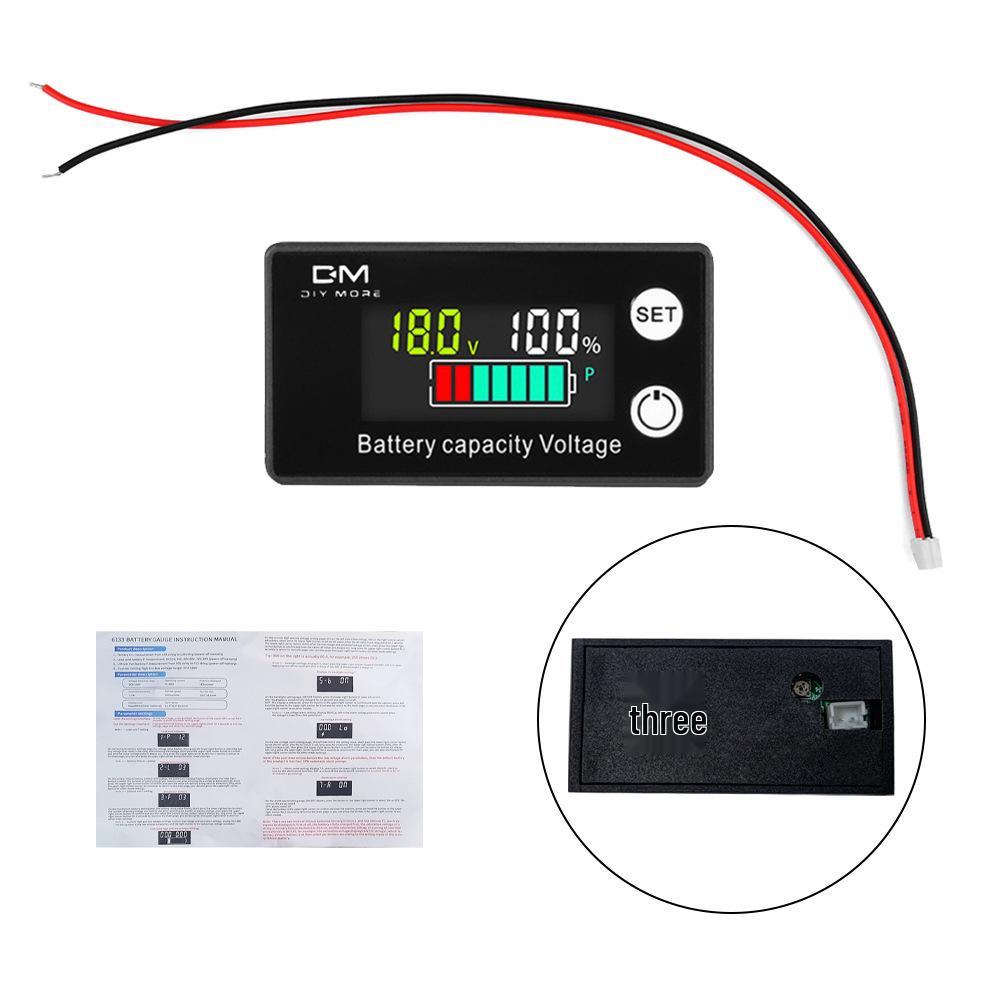 6133A LCD Digital Battery Level Voltmeter for Lead-acid & Lithium Batteries, 2-wire, DC8-100V.
