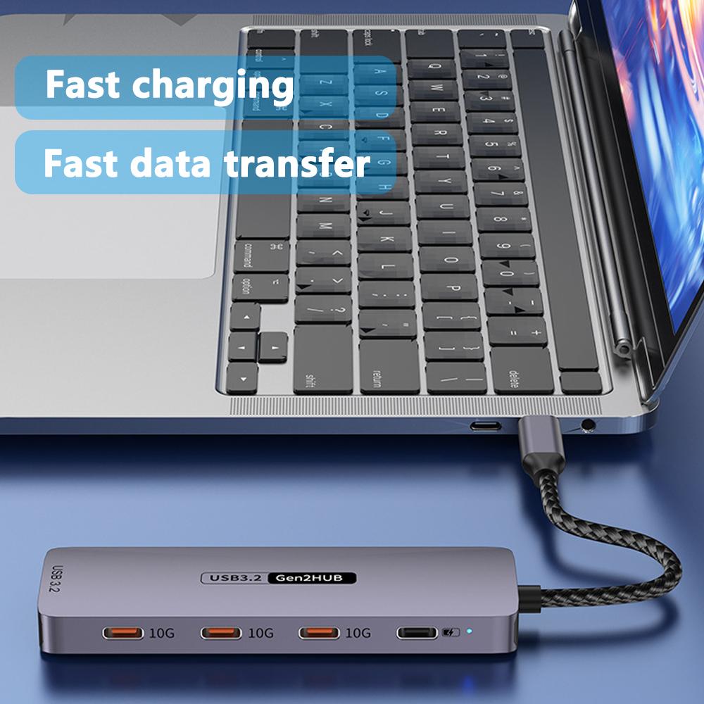 10 Гбит/с USB3.2 Gen2 ХАБ USB C Разветвитель Хаб 10 Гбит для ПК Ноутбука MacBook Air/Pro 15/15 Plus/15 Pro Max Samsung S24 S23 Ultra