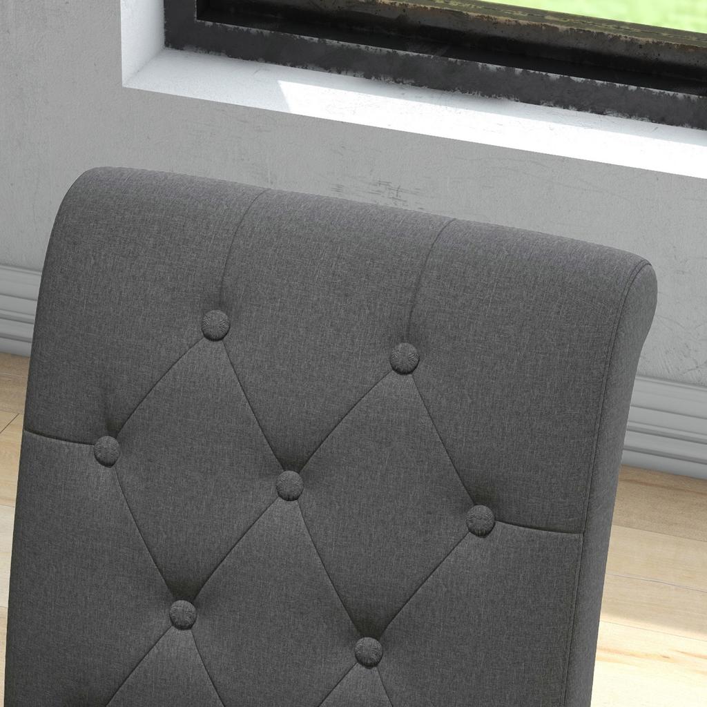 Set of 2 Dining Room Chairs Kitchen Chair Great Comfort Wooden Legs Linen 47 x 61 x 101 cm Dark Grey