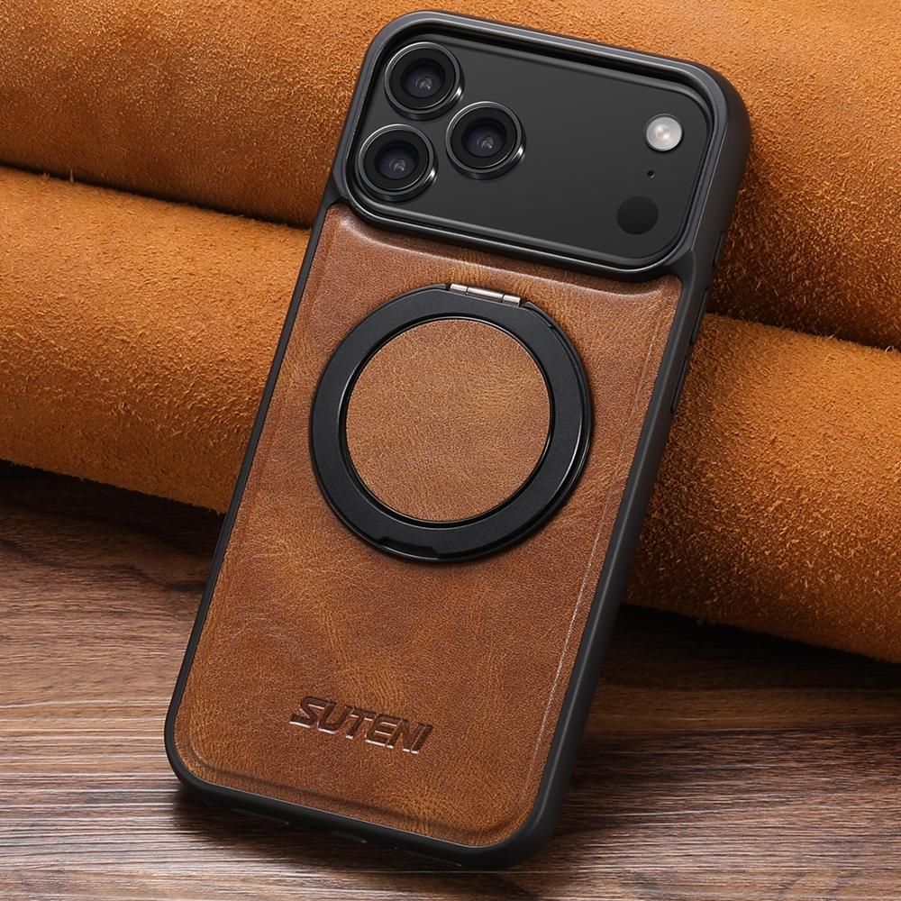 Phone Protective Case All-inclusive Anti-drop Magnetic for Iphone17 Pro Max 16 15 14 13 Case Rotating Bracket Leather Pattern