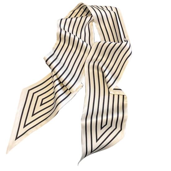 Women Neck Scarf Striped Contrast Color Satin Triangle Edge Wide Band Neck Decoration OL Style Commute Lady Hair Band Clothes Accessory